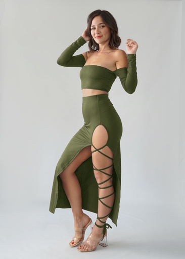 Top Andrea mangas caqui